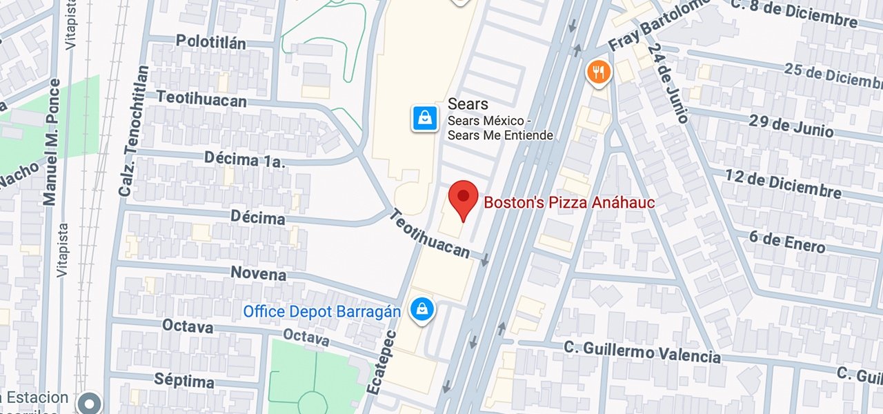 Mapa Boston's Pizza Anáhuac